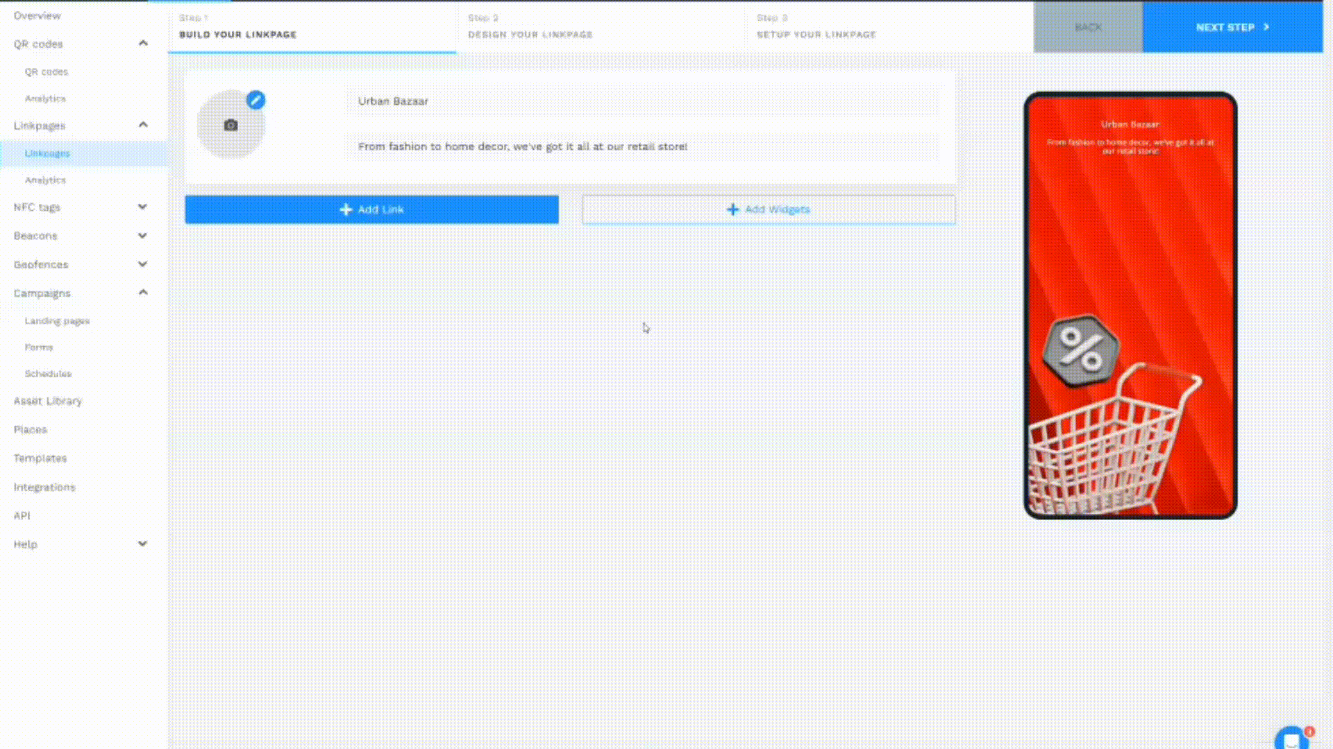 create a link page create a link page
