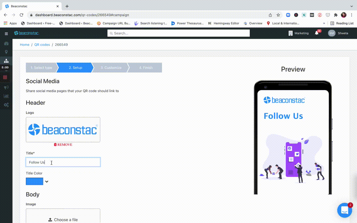 Set up your social media QR Code Set up your social media QR Code