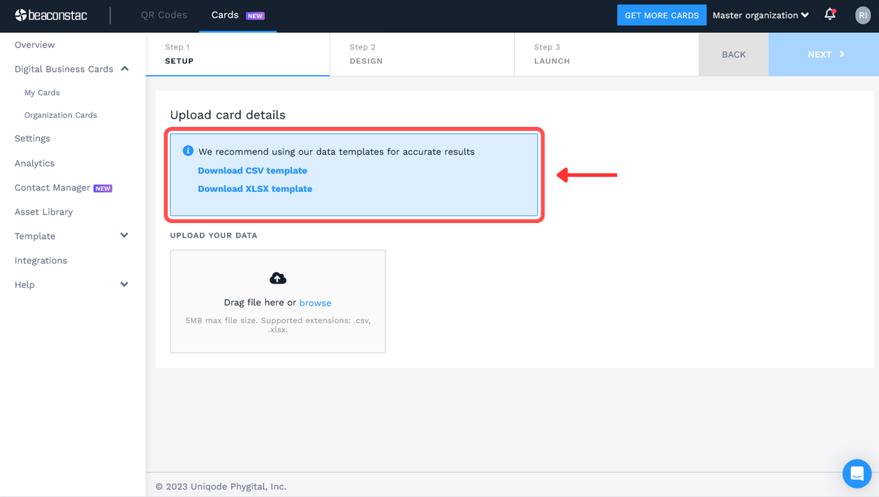 Upload your card data to generate a batch of digital business card QR Codes Upload your card data to generate a batch of digital business card QR Codes
