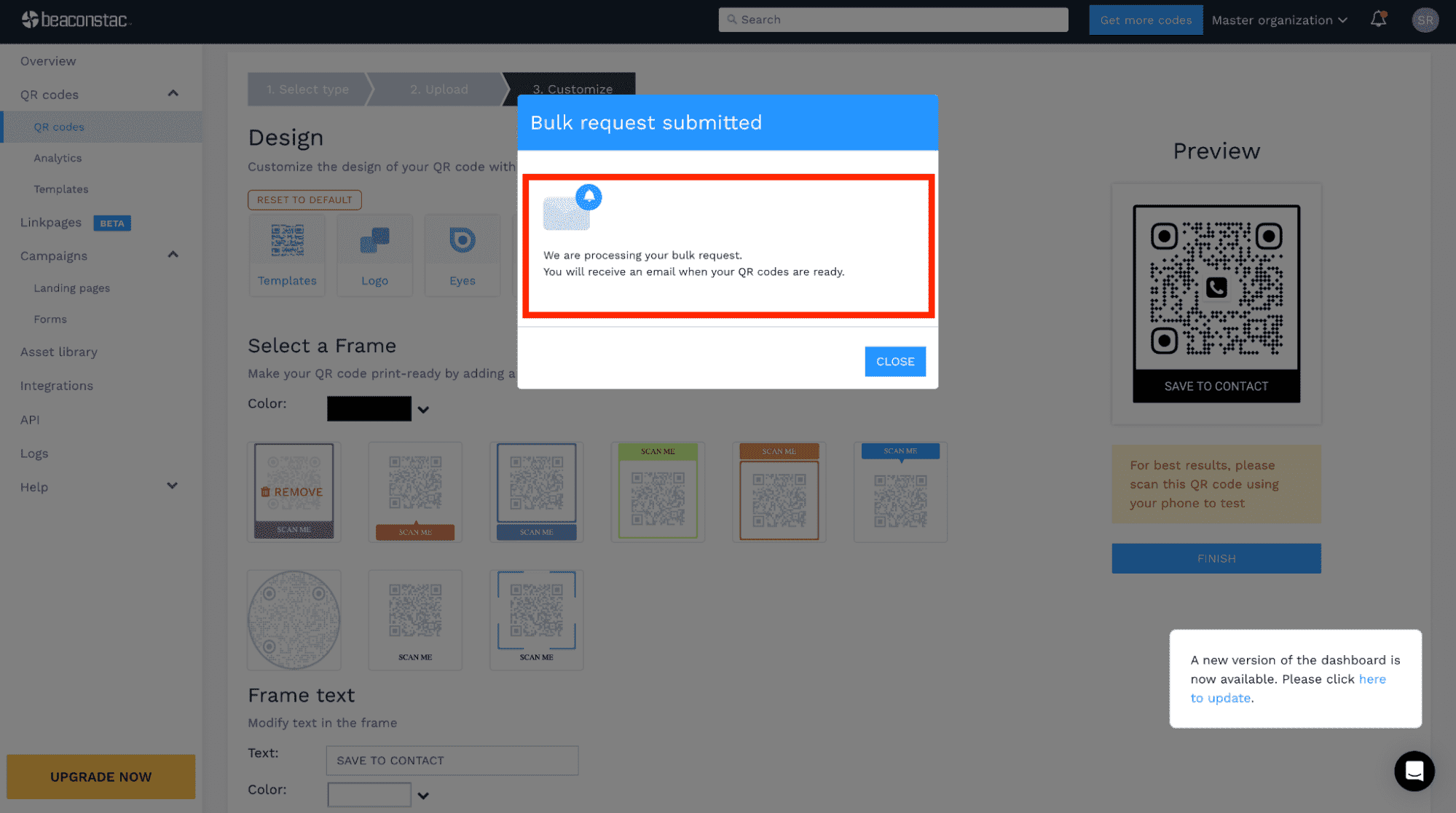 You will be notified via email as soon as your batch is generated You will be notified via email as soon as your batch is generated