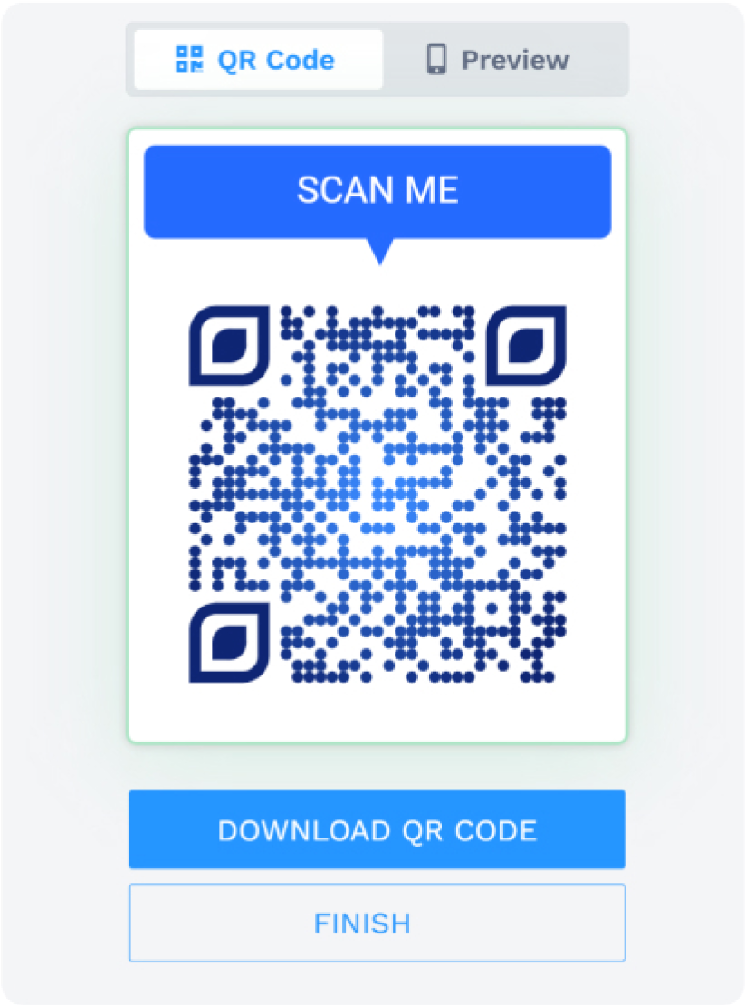 Voila! Your landing page QR Code is ready. Save it in your desired format.