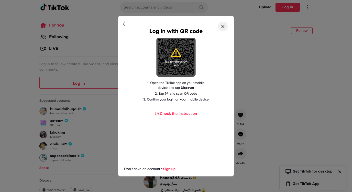 Expired TikTok login QR Code Expired TikTok login QR Code